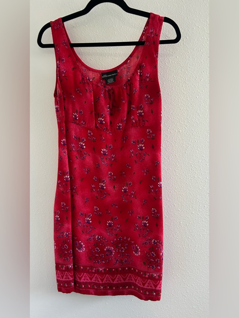 No Boundaries Red Floral Sleeveless Mini Dress - Picture 1 of 3